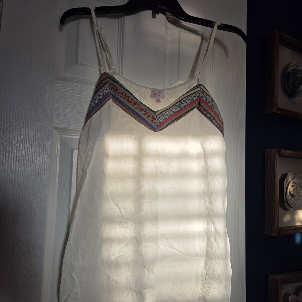 Pink Rose White Camisole with Colorful Trim